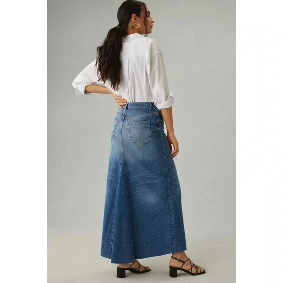 NWT Reformation Tazz Maxi Denim Jean Skirt Slit Blue 25 - Picture 15 of 15